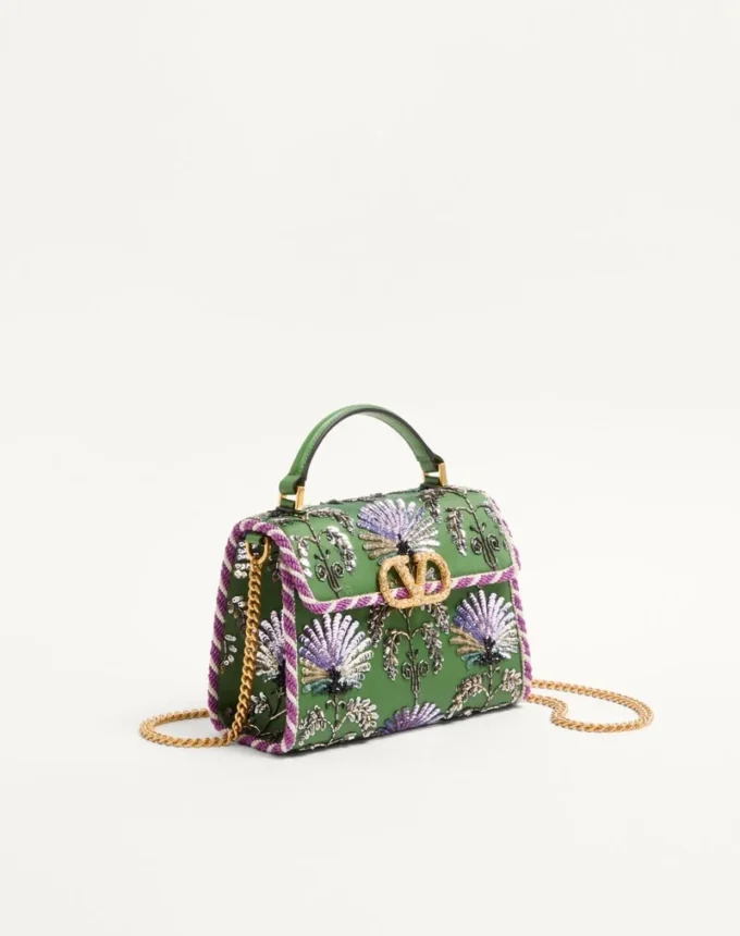 Valentino Garavani Mini Vsling bestickte Handtasche mit Juwelenlogo Valentino Garavani Mini Vsling bestickte Handtasche mit Juwelenlogo