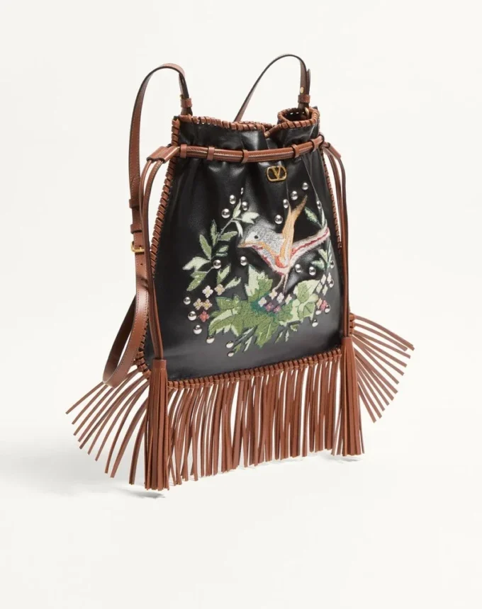 Valentino Garavani Nellcôte Alice bestickte Tasche mit Fransen Valentino Garavani Nellcôte Alice bestickte Tasche mit Fransen