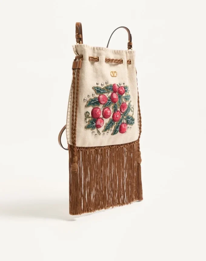 Valentino Garavani Nellcôte Alice bestickte Tasche mit Fransen Valentino Garavani Nellcôte Alice bestickte Tasche mit Fransen