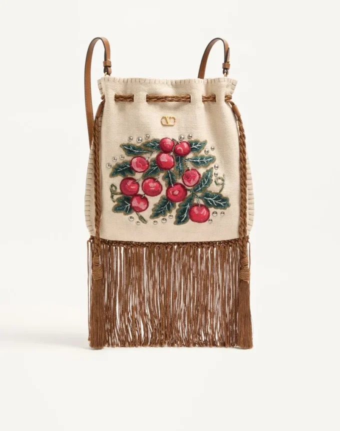 Valentino Garavani Nellcôte Alice bestickte Tasche mit Fransen Valentino Garavani Nellcôte Alice bestickte Tasche mit Fransen