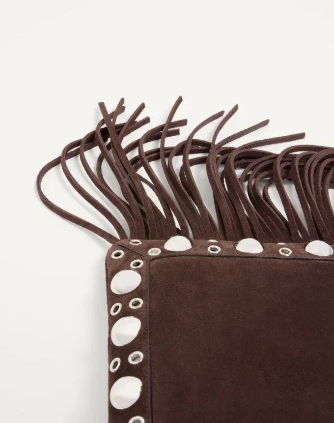 Valentino Garavani Nellcôte Kleine Schultertasche aus Wildleder mit Fransen Valentino Garavani Nellcôte Kleine Schultertasche aus Wildleder mit Fransen