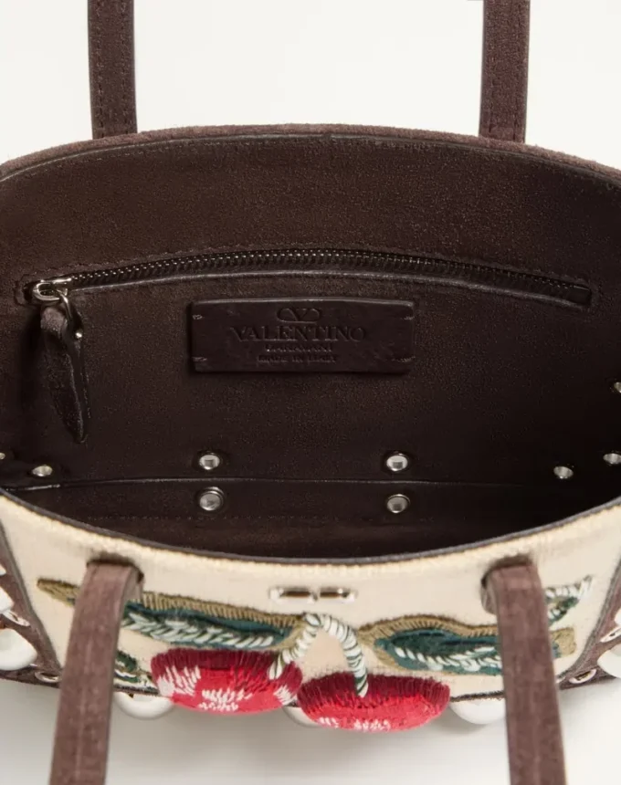 Valentino Garavani Nellcôte Mini-Einkaufstasche mit Stickerei Valentino Garavani Nellcôte Mini-Einkaufstasche mit Stickerei
