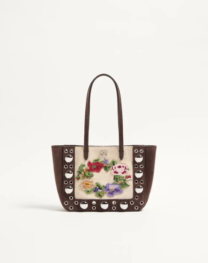 Valentino Garavani Nellcôte Mini-Einkaufstasche mit Stickerei Valentino Garavani Nellcôte Mini-Einkaufstasche mit Stickerei