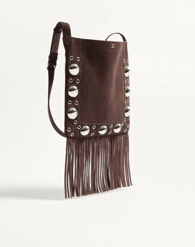 Valentino Garavani Nellcôte Schultertasche aus Wildleder mit Fransen Valentino Garavani Nellcôte Schultertasche aus Wildleder mit Fransen