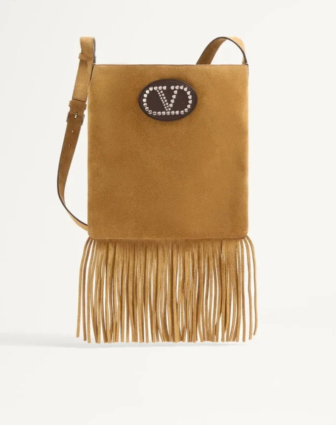 Valentino Garavani Nellcôte Schultertasche aus Wildleder mit Fransen Valentino Garavani Nellcôte Schultertasche aus Wildleder mit Fransen