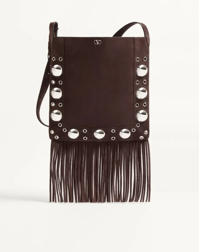 Valentino Garavani Nellcôte Schultertasche aus Wildleder mit Fransen Valentino Garavani Nellcôte Schultertasche aus Wildleder mit Fransen