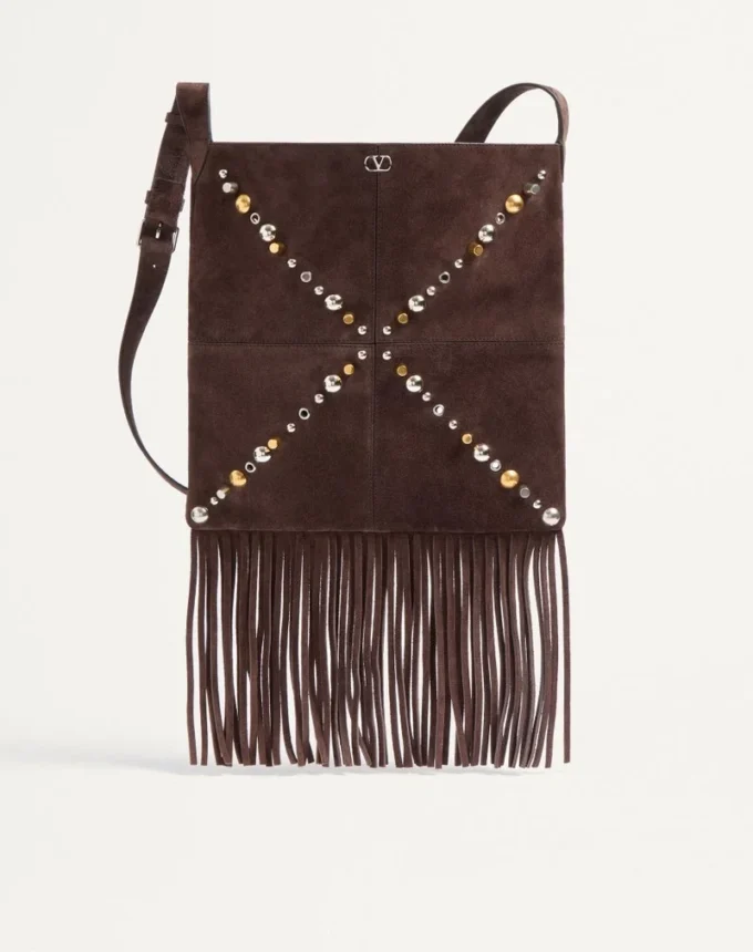Valentino Garavani Nellcôte Schultertasche aus Wildleder mit Fransen Valentino Garavani Nellcôte Schultertasche aus Wildleder mit Fransen
