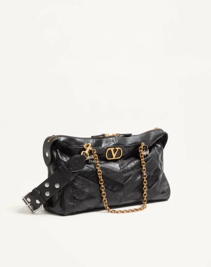 Valentino Garavani Panthea Schultertasche aus Nappaleder mit Chevron-Muster Valentino Garavani Panthea Schultertasche aus Nappaleder mit Chevron-Muster