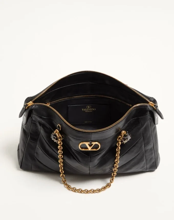 Valentino Garavani Panthea Schultertasche aus Nappaleder mit Chevron-Muster Valentino Garavani Panthea Schultertasche aus Nappaleder mit Chevron-Muster