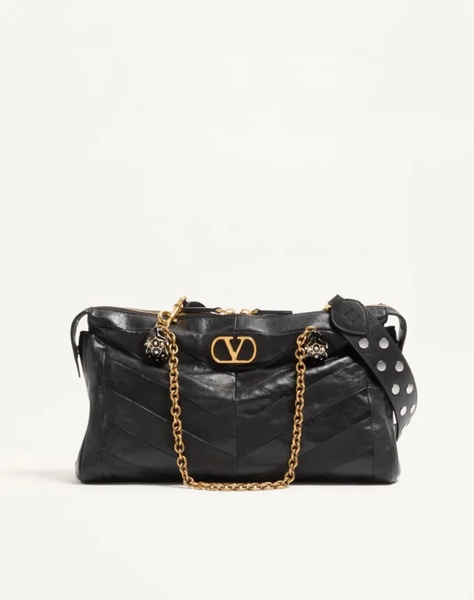 Valentino Garavani Panthea Schultertasche aus Nappaleder mit Chevron-Muster Valentino Garavani Panthea Schultertasche aus Nappaleder mit Chevron-Muster