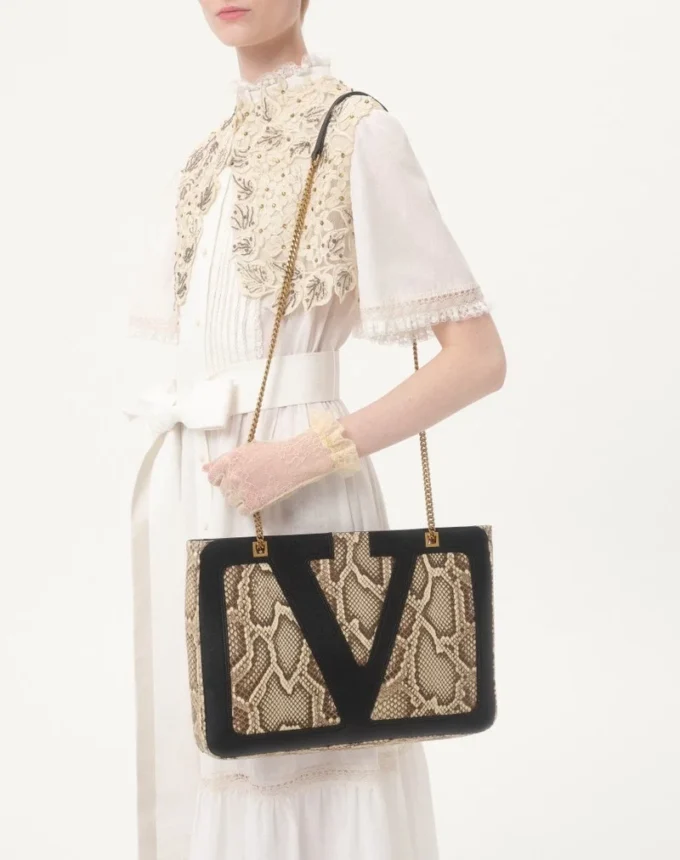 Valentino Garavani Viva Superstar Medium Python Shopping Bag Valentino Garavani Viva Superstar Medium Python Shopping Bag