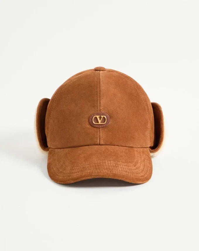 Valentino Garavani Vlogo Signature Baseballkappe aus Wildleder und Schafsleder