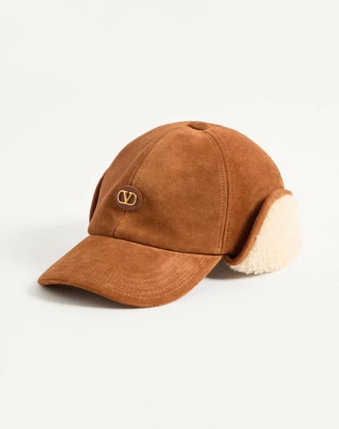 Valentino Garavani Vlogo Signature Baseballkappe aus Wildleder und Schafsleder