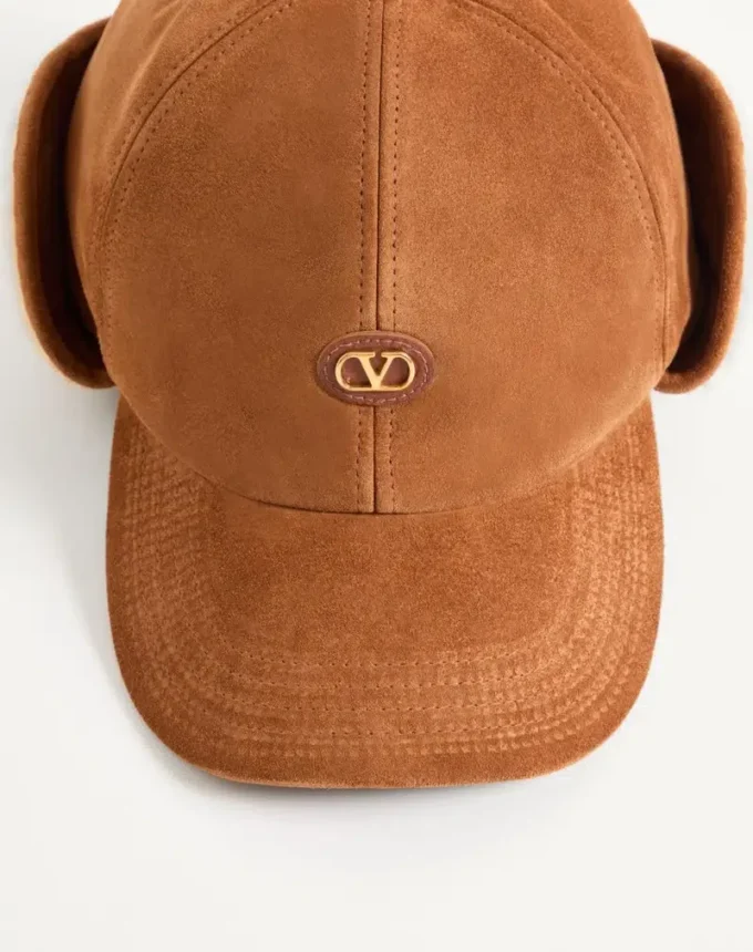 Valentino Garavani Vlogo Signature Baseballkappe aus Wildleder und Schafsleder