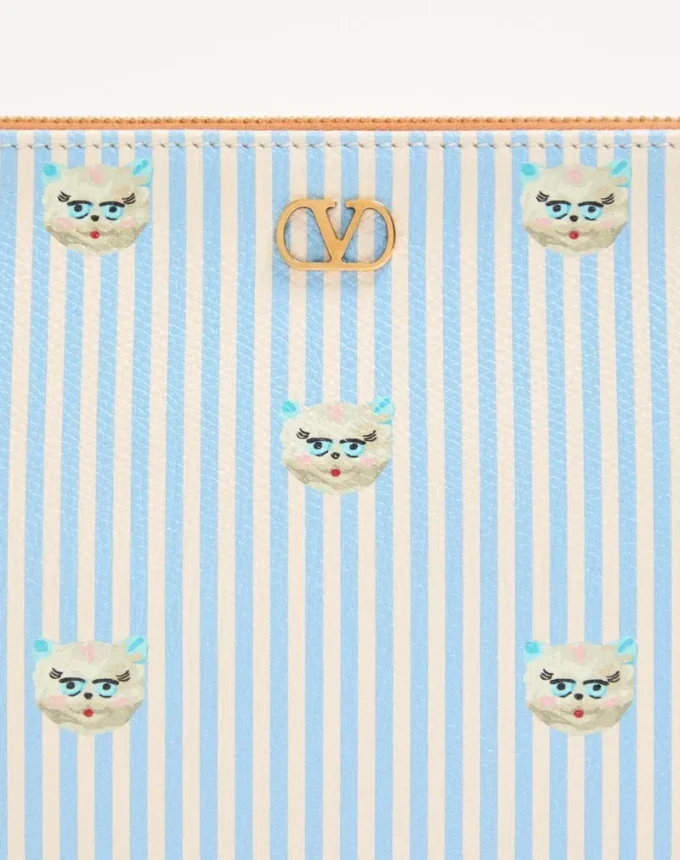 Valentino Garavani VLogo Signature Beutel aus genarbtem Kalbsleder mit Le Chat de la Maison-Print Valentino Garavani VLogo Signature Beutel aus genarbtem Kalbsleder mit Le Chat de la Maison-Print