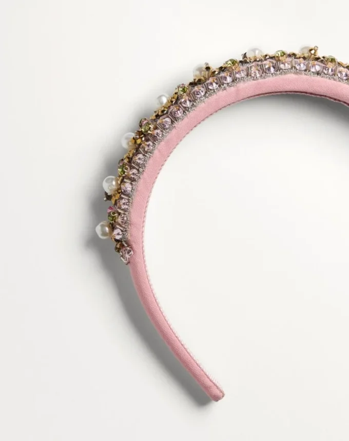 Valentino Stirnband aus Wolle und Seide mit Stickerei Valentino Stirnband aus Wolle und Seide mit Stickerei
