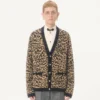 Valentino Wollcardigan mit Fauve Eclat Animal Print Jacquard Valentino Wollcardigan mit Fauve Eclat Animal Print Jacquard