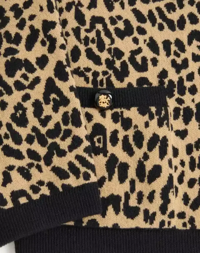 Valentino Wollcardigan mit Fauve Eclat Animal Print Jacquard Valentino Wollcardigan mit Fauve Eclat Animal Print Jacquard