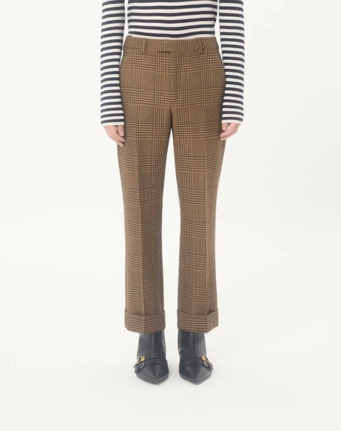 Valentino Wollhose mit Glencheck-Muster und Umschlag Valentino Wollhose mit Glencheck-Muster und Umschlag
