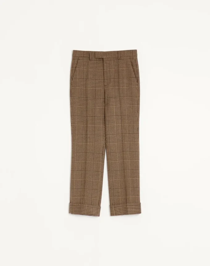 Valentino Wollhose mit Glencheck-Muster und Umschlag Valentino Wollhose mit Glencheck-Muster und Umschlag