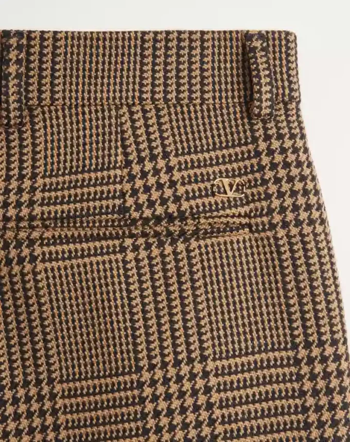 Valentino Wollhose mit Glencheck-Muster und Umschlag Valentino Wollhose mit Glencheck-Muster und Umschlag