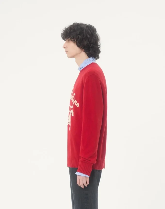 Valentino Wollpullover mit Chez Valentino & Panther-Stickerei Valentino Wollpullover mit Chez Valentino & Panther-Stickerei