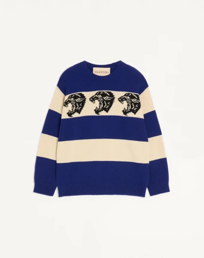 Valentino Wollpullover mit Jacquard-Panthermuster Valentino Wollpullover mit Jacquard-Panthermuster