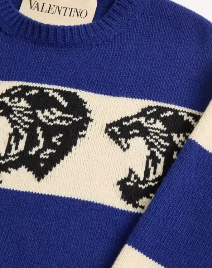Valentino Wollpullover mit Jacquard-Panthermuster Valentino Wollpullover mit Jacquard-Panthermuster