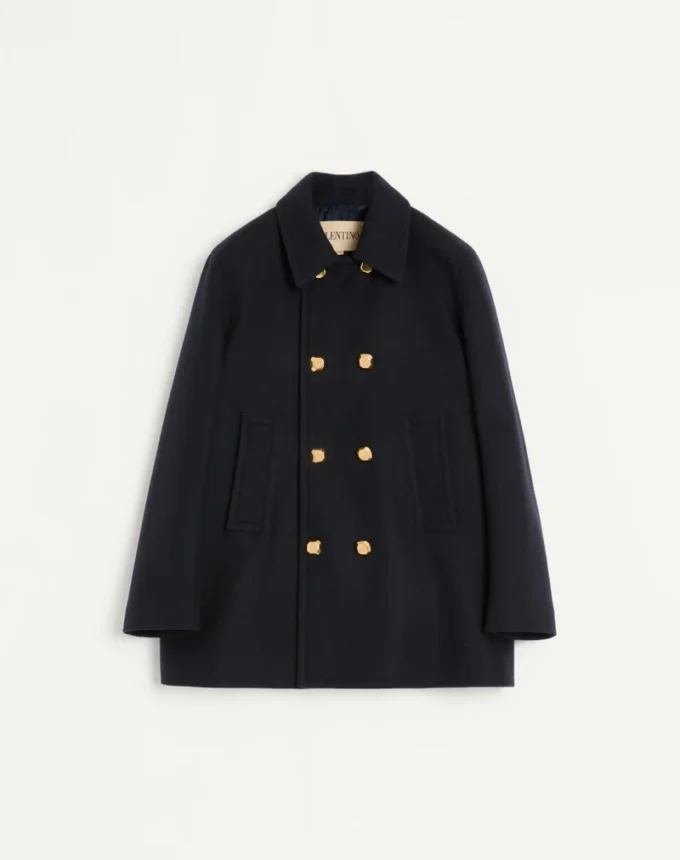 Valentino Zweireihiger Mantel aus Wollfilz Valentino Zweireihiger Mantel aus Wollfilz