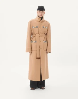 Valentino Zweireihiger Trenchcoat aus Wollfilz mit Ayers-Einsätzen