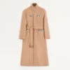 Valentino Zweireihiger Trenchcoat aus Wollfilz mit Ayers-Einsätzen Valentino Zweireihiger Trenchcoat aus Wollfilz mit Ayers-Einsätzen