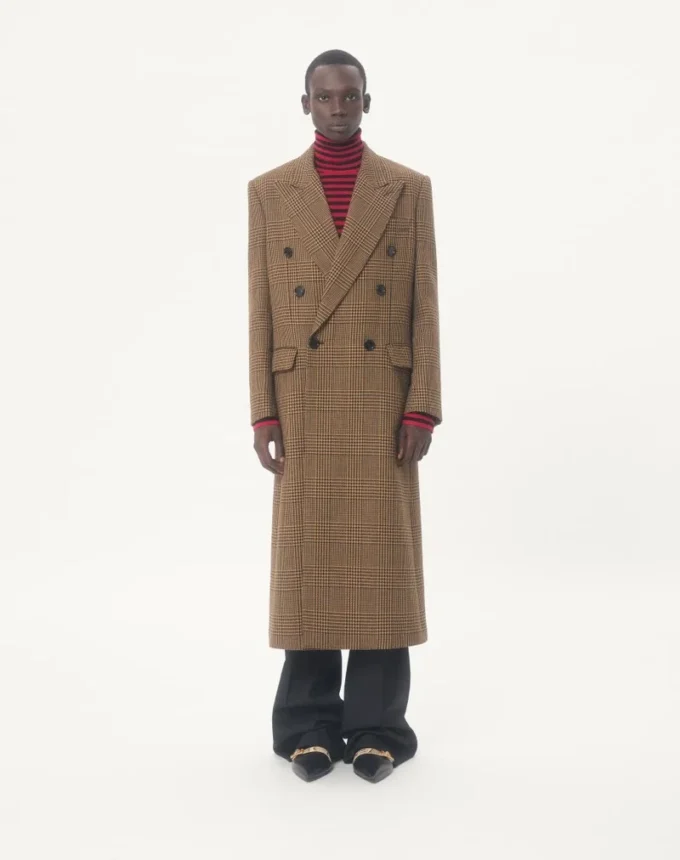 Valentino Zweireihiger Wollmantel mit Glencheck-Muster Valentino Zweireihiger Wollmantel mit Glencheck-Muster