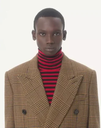 Valentino Zweireihiger Wollmantel mit Glencheck-Muster