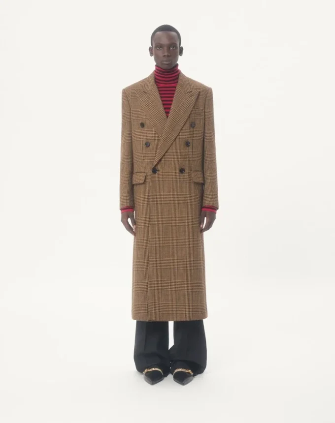 Valentino Zweireihiger Wollmantel mit Glencheck-Muster Valentino Zweireihiger Wollmantel mit Glencheck-Muster