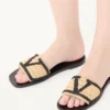 Viva Superstar Slide-Sandale aus Raffia mit Häkelstickerei Viva Superstar Slide-Sandale aus Raffia mit Häkelstickerei