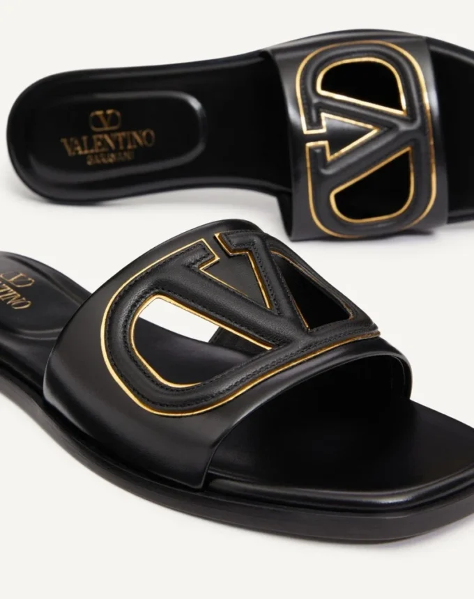 Vlogo Cut-Out Calfskin Slide Sandal Vlogo Cut-Out Calfskin Slide Sandal