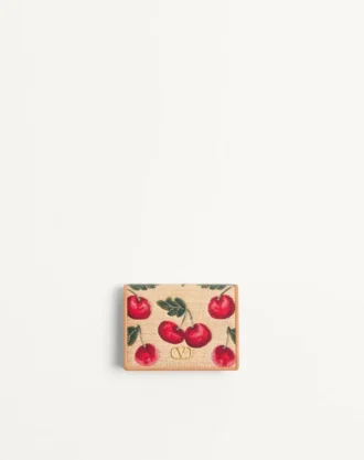 Vlogo Signature Cherryfic Jacquard-Raffia-Geldbörse