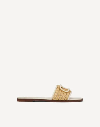 Vlogo Signature gewebte Raffia-Sandale 80 mm