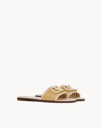 Vlogo Signature gewebte Raffia-Sandale 80 mm
