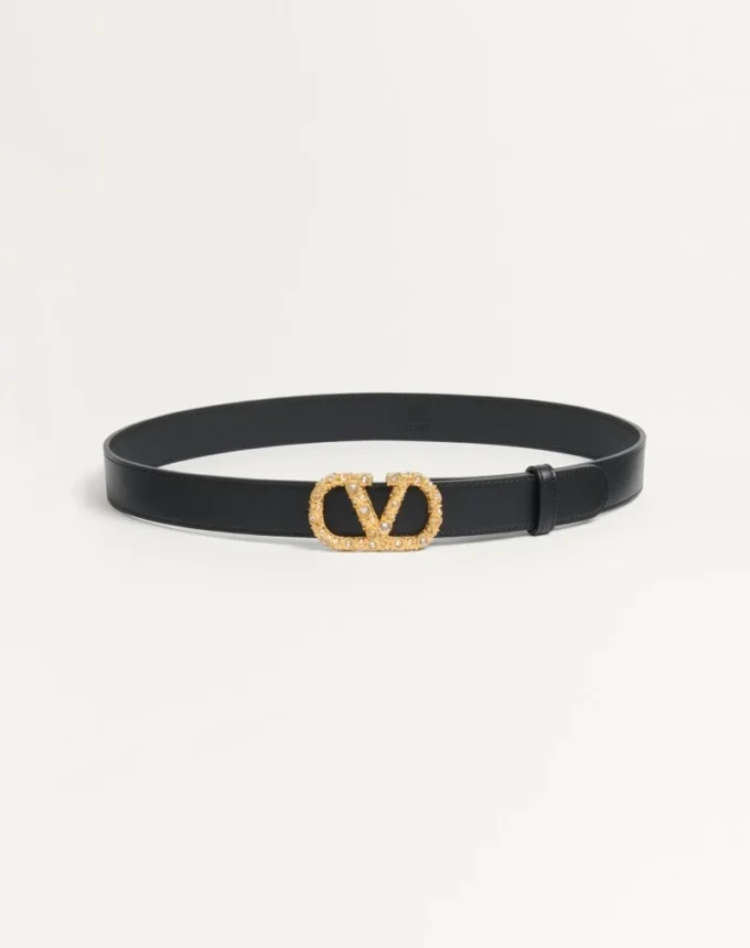 Vlogo Signature Gürtel aus glänzendem Kalbsleder mit Kristallen 30 mm Vlogo Signature Gürtel aus glänzendem Kalbsleder mit Kristallen 30 mm
