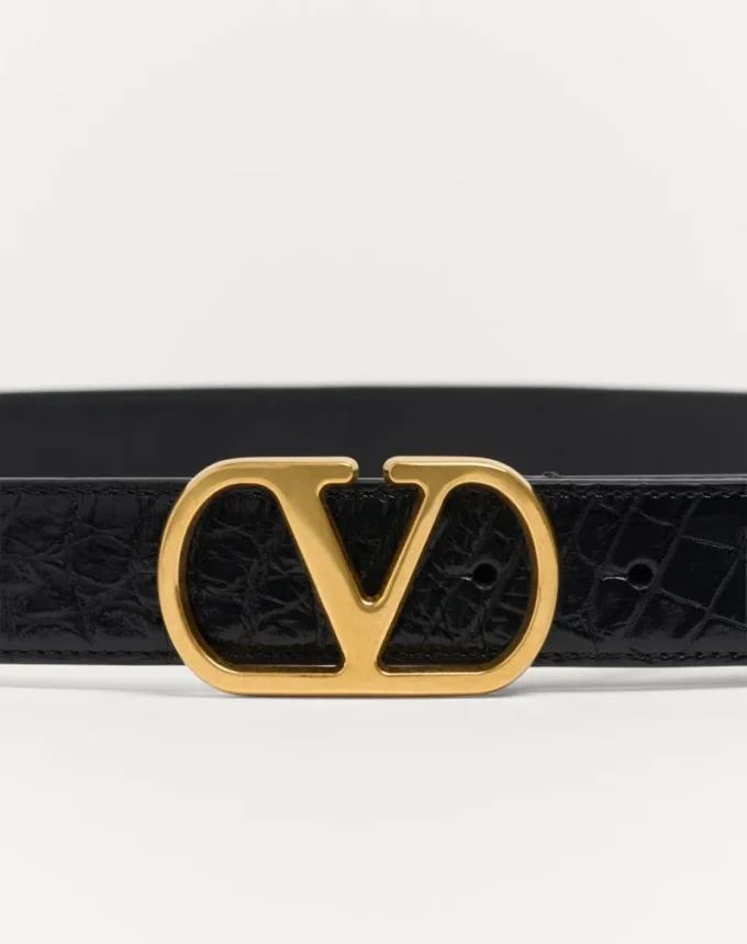 Vlogo Signature Gürtel aus Krokodilleder 30 mm