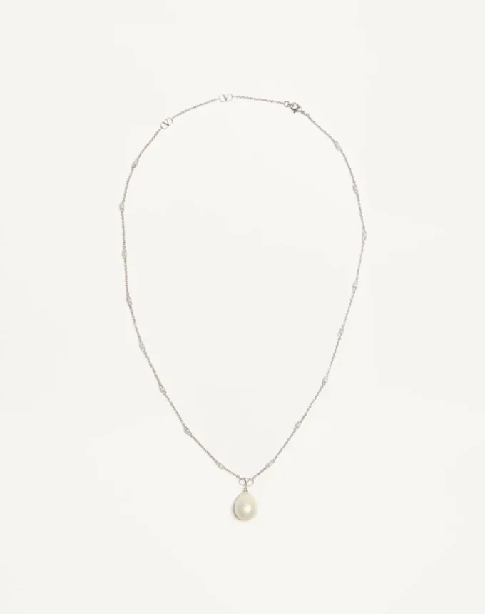 Vlogo Signature Halskette aus Metall, Perle und Swarovski® Kristallen Vlogo Signature Halskette aus Metall, Perle und Swarovski® Kristallen