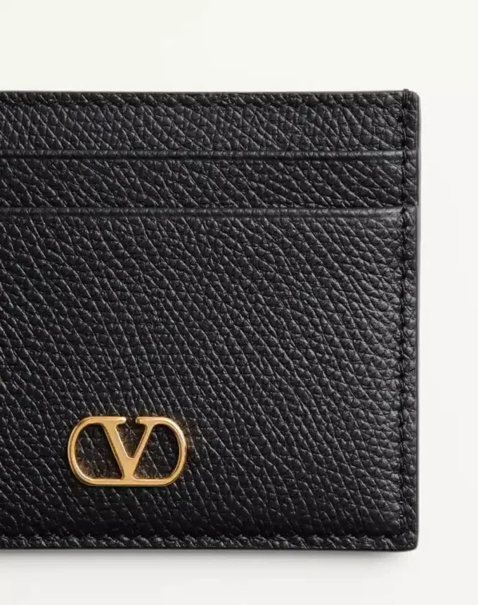 VLogo Signature Kartenetui aus genarbtem Kalbsleder