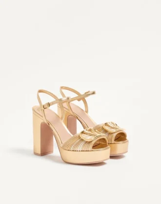 VLogo Signature Metallic-Plateausandalen mit Cornely-Stickerei 115 mm
