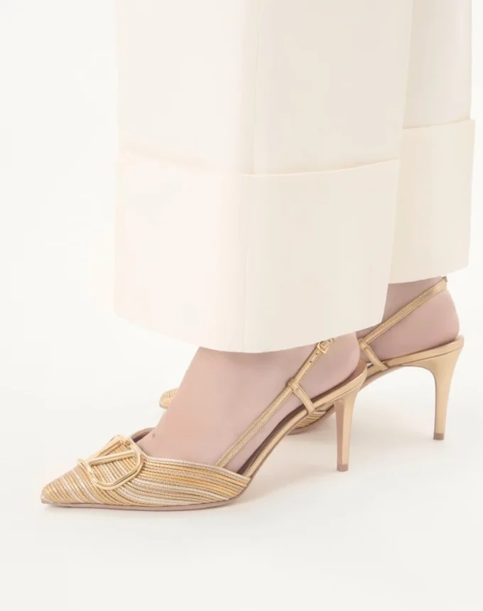 Vlogo Signature Metallic-Slingback-Pumps mit Cornely-Stickerei 80 mm Vlogo Signature Metallic-Slingback-Pumps mit Cornely-Stickerei 80 mm
