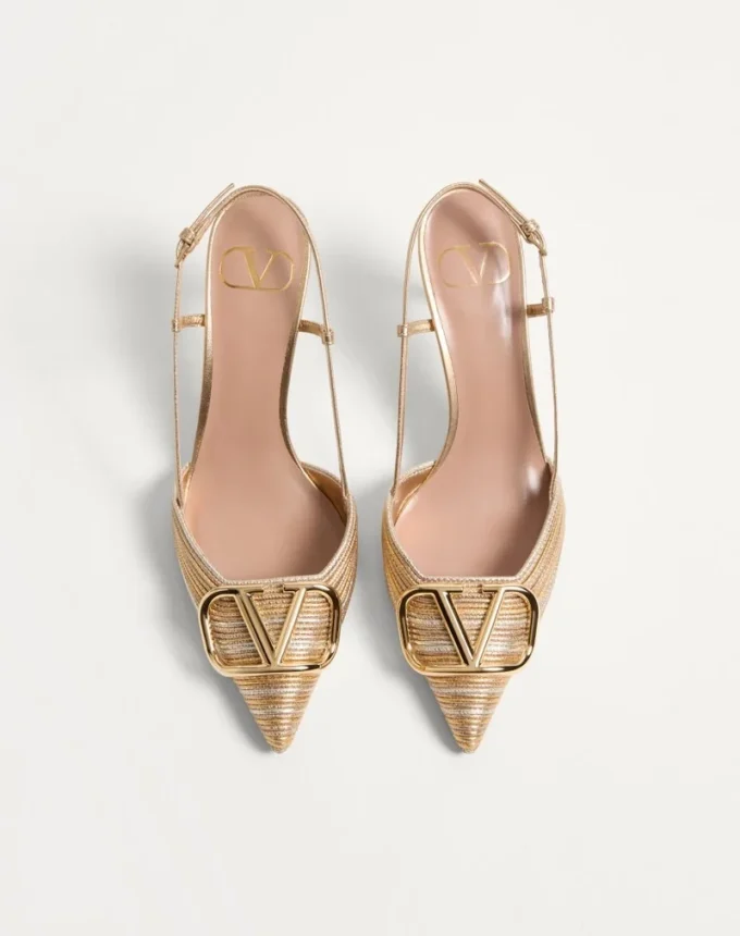 Vlogo Signature Metallic-Slingback-Pumps mit Cornely-Stickerei 80 mm Vlogo Signature Metallic-Slingback-Pumps mit Cornely-Stickerei 80 mm
