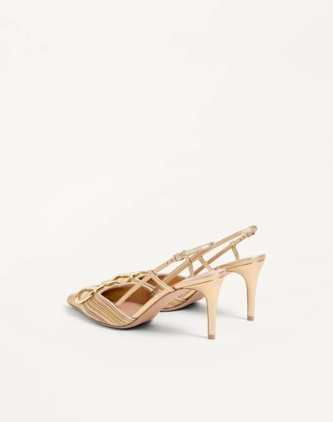 Vlogo Signature Metallic-Slingback-Pumps mit Cornely-Stickerei 80 mm Vlogo Signature Metallic-Slingback-Pumps mit Cornely-Stickerei 80 mm
