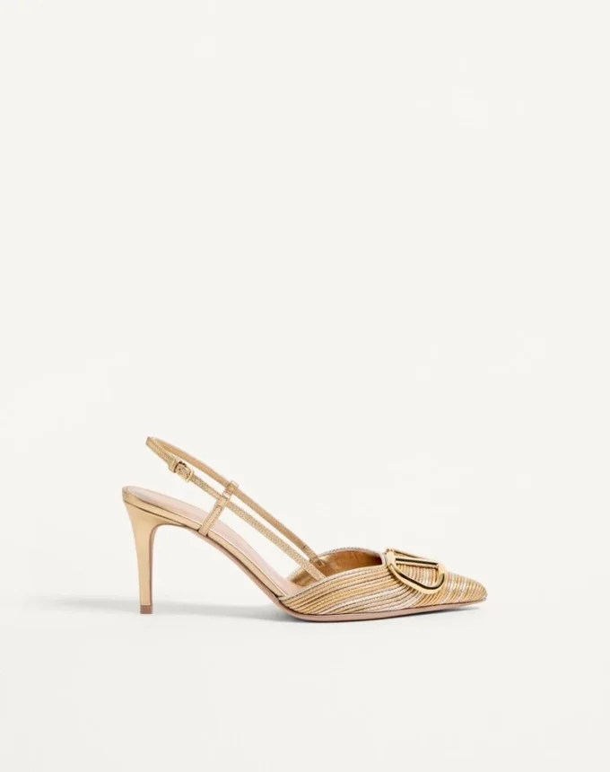 Vlogo Signature Metallic-Slingback-Pumps mit Cornely-Stickerei 80 mm Vlogo Signature Metallic-Slingback-Pumps mit Cornely-Stickerei 80 mm