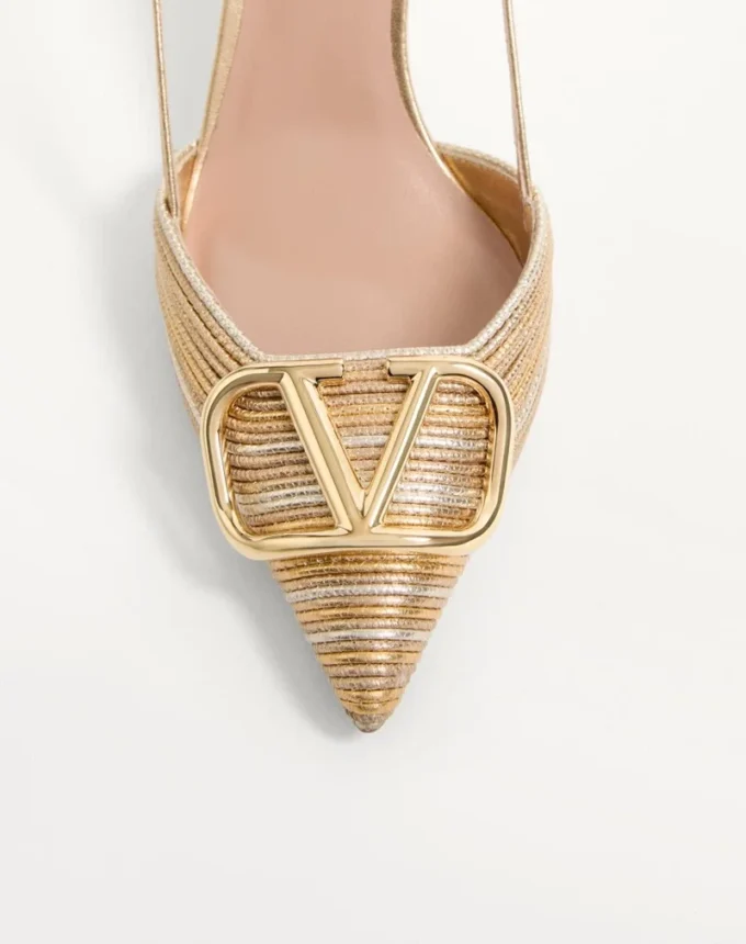 Vlogo Signature Metallic-Slingback-Pumps mit Cornely-Stickerei 80 mm Vlogo Signature Metallic-Slingback-Pumps mit Cornely-Stickerei 80 mm