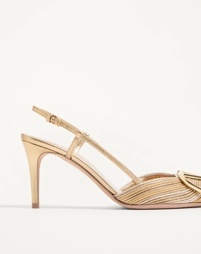 Vlogo Signature Metallic-Slingback-Pumps mit Cornely-Stickerei 80 mm Vlogo Signature Metallic-Slingback-Pumps mit Cornely-Stickerei 80 mm
